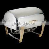 Luxury Rectangular Gold-plated Roll Top Stainless Steel Chafing Dish thumbnail-6