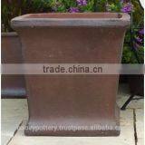 Tapered Square Dark Clay Planter, Set of 3. thumbnail-1