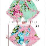 Wholesale Girls And Womens Pom Pom Shorts Summer Fashion Floral Print Shorts thumbnail-2