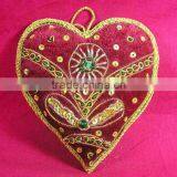 Heart Shape Hand Embroidered Christmas Decoration Hanging thumbnail-1