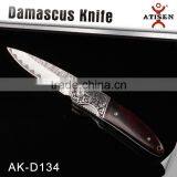 Top Quality Damascus Knife Outdoor Pocket Knife With Color Wood Handle thumbnail-1