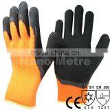 NMSAFETY Winter Use,orange Nappy Acrylic Liner Coated Black Latex Glove thumbnail-1