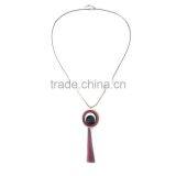Chunky Bead Ball Wood Hoop Gold Hoop Rubber Strip Pendant Necklace Long Geometric Necklace thumbnail-2