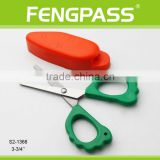 S2-1368 3-3/4" 2CR13 Stainless Steel PP Plastic Handle Cute Style Kid Scissors with Carrot Cap
