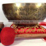 Hand Carving Tibetan Mantra Crafted Buddha and Dorje Himalayan Singing Bowl thumbnail-1