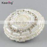 Wholesale Custom White Beaded Rhinestone Buttons for Clothing WBKA-294 thumbnail-2