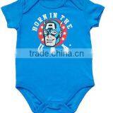 Short Sleeve Summer Superman Printed Blue Baby Rompers thumbnail-1