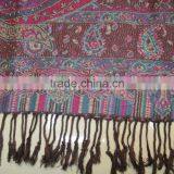 2017 The Hot Latest Factory Wholesale 100%rayon Jacquard Paisley Floral Shawl thumbnail-5