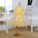 MGOO High Quality OEM Brand Girl Latest Design Baby Frock Yellow Dot Satin Community Dress 0-381 thumbnail-3