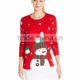 Women Red Sweater Cute Snowman Pattern Christmas Sweater thumbnail-1