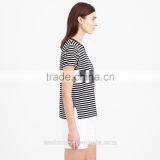 Fashion Rolled Sleeve Stripe Print Women t Shirt Wholesale Factory thumbnail-3