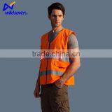 High Visibility Neon Orange Safety Vest With Reflective Strips and LED Light