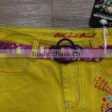 Girls Color Denim Shorts With Cut Belt#29BEH0013 thumbnail-3