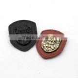 Black/brown PU Felt Leather Sew on Patches With Black/bronze Metal Plates Clothing Label for Jeans/jacket PLB-009 thumbnail-2
