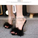 B22414A Ladies High-end Temperament Fluffy Crystal Heel Toe Shoes High-heeled Sandals thumbnail-1
