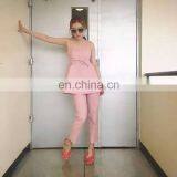 High Quality Pink Lace Long Sleeve With Transparent Halter Hollow Fashion Show Jumpsuit thumbnail-1
