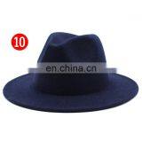 Wholesale New Wide Brim Fashion Jazz Cap Panama Vintage Winter Felt Fedora Wool Wide Custom Hats thumbnail-6