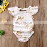 2019 Baby Rompers Bunny Full Print Bodysuit Rabbit Fly Sleeved Floral Bodysuits Easter Day thumbnail-3