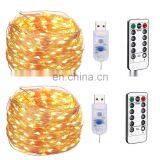 5m Copper Wire 8 Mode Remote Control Dimmable USB Led String Lights for Christmas Wedding Party Decoration Lighting