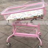 Safety and Comfortable Plastic Abs Baby Bassinet Crib Newborns Trolley Medical Infant Sleep Adjustable Hospital Baby Cart thumbnail-3