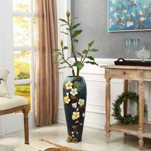 European Retro Hand Made Creative Soft Decor Green Ceramic Floor Vase For Office Hotel thumbnail-2