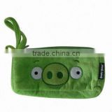 20cm cute green pig shape plush pencil case