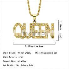 A-Z Cuban Necklace Jewelry Fashion Trend 26 English Letter Gold Plated Hiphop Necklace Initial Diamond Necklaces thumbnail-3