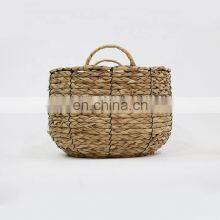 Wholesale Large Natural Handmade Wicker Straw Corner Storage Basket Three-piece Set With Handles thumbnail-2