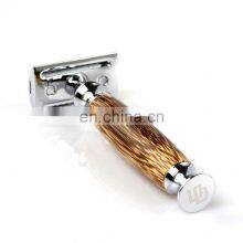 Men Barber Brass Bamboo Handle Wooden Safety Shaving Razor thumbnail-2