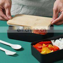 Biodegradable Compartment Microwaveable Plastic Bamboo Fiber Lid Bento Lunch Box Divider Set Accessories for Kids Adults thumbnail-4