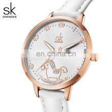 SHENGKE Cute Girls Handwatch K9027 Ultra White Band Watches Night Light Function With Shining Stone Student Wristwatch thumbnail-2