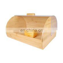 Bamboo Bread Box Wooden Kitchen Storage Bin Bread Container With Transparent Window thumbnail-4