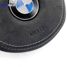 For BMW Alcantara Leather Steering Wheel Airbag Cover Trim Cover White/Black/Red Stitching thumbnail-2