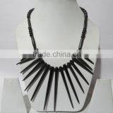 Bone Spike Carved Tribal Necklace Gypsies Jewelry Mexican Beads thumbnail-5