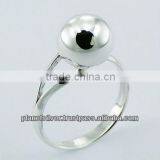 Asymmetrical 925 Sterling Silver Ring Shiny 10mm Sphere thumbnail-1
