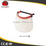 clear plastic face shield with safety helmet