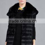 Rex14058 New Style Fashion Women Rabbit Fur Vest Black
