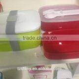 2016 Microwave Safe Double Layer Plastic Kid Bento Box With Band 2 CompartmentPlastic Lunch Box With Cutlery Set thumbnail-2