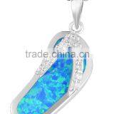 Hermosa Jewelry Slipper Charming Blue Australia Opal 925 Sterling Silver Necklace 18"