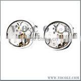 Silver Stainless Steel Watch Movement Design Cufflink for Men