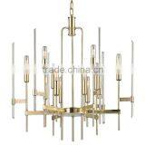 1018-11 Linear Metalwork a Glamorous Mix of Materials Stunning Italian Lighting 12 Light Chandelier