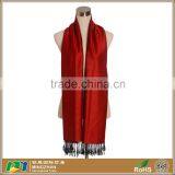 Vintage Red Jacquard Tassel Paisley 100% Acrylic Scarf Solid Color