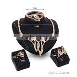Wholesale Good Quality Wedding Jewelry Set Gold Metal Crystal Stone Knotted Necklace Earring Set 4PCS Jewelry Set For Women thumbnail-2