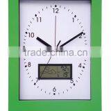 Plastic Round LCD Clocks Weather Station Wall Clock With Temperature YZ-7162B