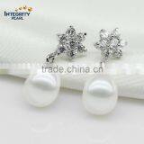 2016 Fashion 7.5-8.5mm White Cheap Drop Freshwater Jewel Women Pearl Earring 925 thumbnail-2