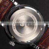 Steel Case White Dial Date Quartz Analog Genuine Leather Band Men Wrist Watch thumbnail-6
