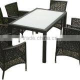 Mexican Outdoor Wicker Dining Set Unique Weaving Design With Glass 2107+2107C thumbnail-1