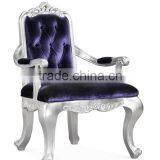 Luxury Wooden Dining Room Armchair in Purple Color thumbnail-1