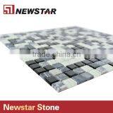 Newstar Black Grey And White Marble Tile Mix Glass Swimming Pool Mosaic thumbnail-5