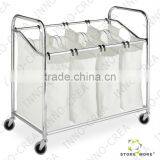 Chrome and Canvas Four Section Laundry Sorter thumbnail-2